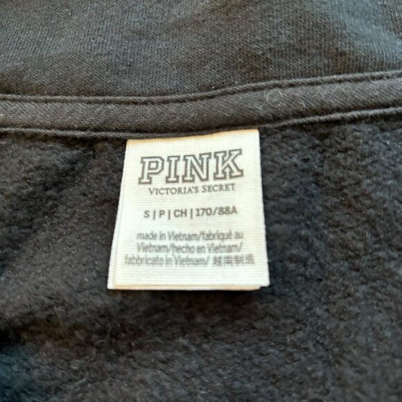 PINK 3/4 Zip Pullover Sweatshirt Sweater Black Front Pocket Size Small - Picture 4 of 6